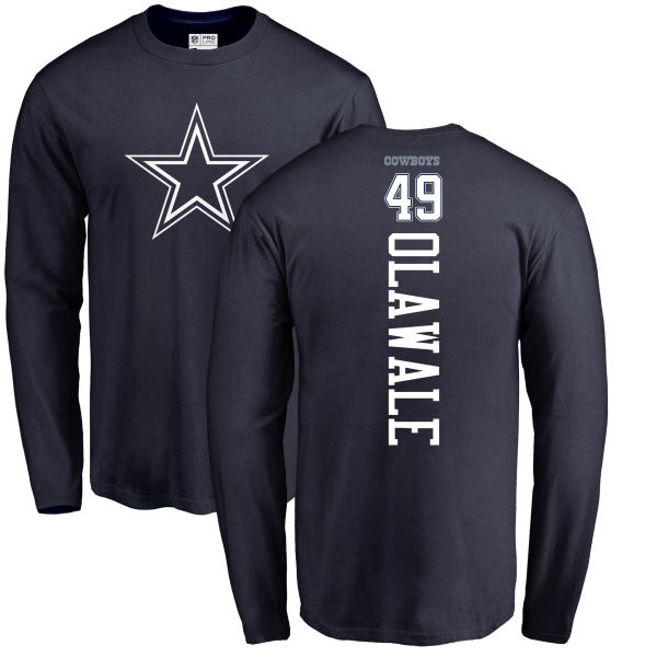 Men Dallas Cowboys Navy Blue Jamize Olawale Backer #49 Long Sleeve Nike NFL T Shirt->dallas cowboys->NFL Jersey